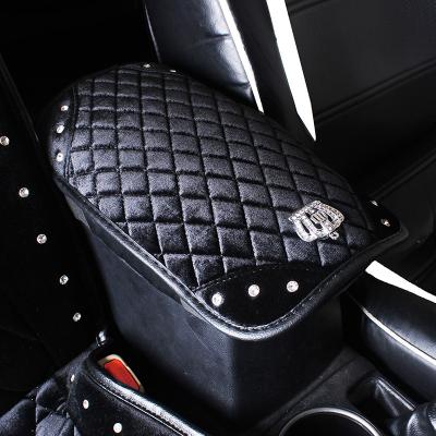 China Breathable Crown with Crystal Rhinestone Car Armrests Cushion Protective Universal Size for Interior Accessories for sale