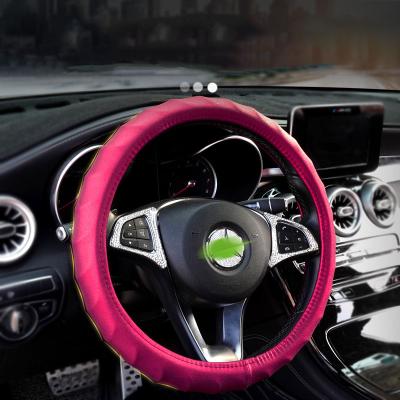 China Anti Slip Leather Universal Car Wheel Cover Bling Glossy Frosted Steering Auto Steering Covers Accessories For Girls for sale