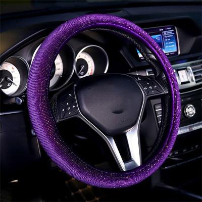 China Crystal Crystal Bling Purple Steering Wheel Cover for Girls Car Interior Accessories for sale