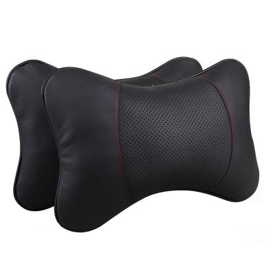 China Business Car Rest Pillow Genuine Leather Head Memory Foam Auto Neck Support Cushion For Wholesales for sale