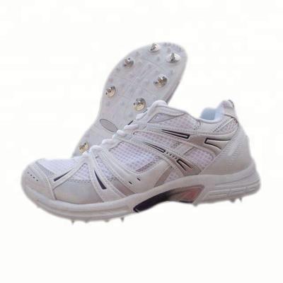 China Latest Good Quality White Mens Lace Up Cricket Sports Studded Shoes for sale