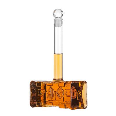 China High Borosilicate Beverage 400ml Hammer Glass Bottle Whiskey Decanter Glass Bottles For Liquor for sale