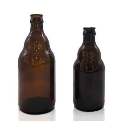 China Wholesale Custom Beverage 350ml 500ml 650ml 16oz Brown Sealed Glass Beer Bottles With Crown Cap for sale