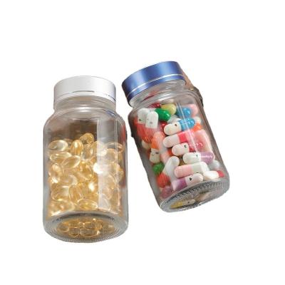 China Pharmaceutical Glass Wide Mouth Clear Medicine Bottles Pill Storage Cases Packaging Capsules Bottle for sale