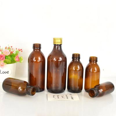 China Pharmaceutical Glass Bottles Brown Thin Mouth Medicine Syrup Bottles Medical Glass Vial for sale