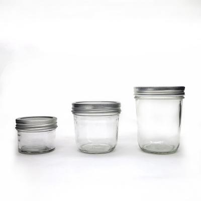 China Sustainable Manufacture Wide Mouth Glass Jars And Containers Mason Glass Jars With Metal Lid for sale