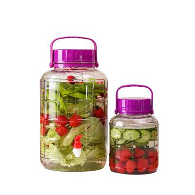 China Large Capacity 1L 2l 3L 5l 25l Large Capacity Viable Storage Wine Enzyme Glass Pickle Making Jar Bottle Reservoir Glass Pickle Jar With Plastic Lid for sale