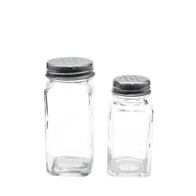 China Minimalist Square Spice Shaker Bottle Container Spice Jars Salt and Pepper Bottle with Stainless Steel Lid for sale