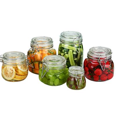 China Large Kitchen Canisters Storage Glass Containers Minimalist Storage Bottles With Clip Top For Food for sale