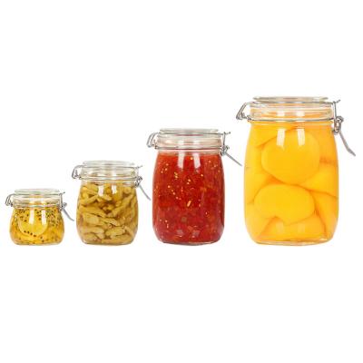 China Minimalist Xuzhou 500ml Round Buckle Sealed Jar Food Lemon Marinates Glass Jar With Clip Top for sale