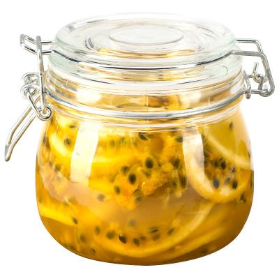 China Freshness Preservation Stainless Steel Buckle Storage Jar Glass Sealed Kimchi Jars Passiflora Edible Passionflower Honey Glass for sale