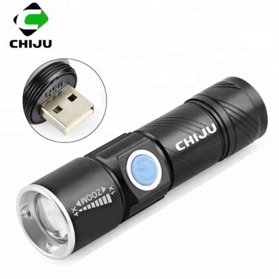 China Zoomable Function Torch Portable Rechargeable Tactical Flashlight USB Tactical Flashlight for sale