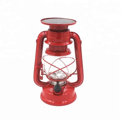 China Wholesale Outdoor 15 Led Metal Red Hurricane Lantern Indoor And Indoor With Solar Rechargeable Lantern for sale