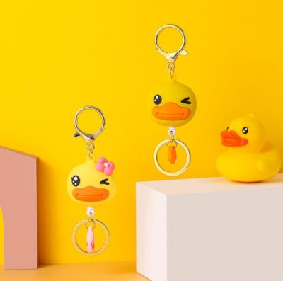 China Hot Selling Retractable Key Chain Pendant Yellow Duck Custom Cute Small Girl Retractable Durable Pendant Key Chain for sale