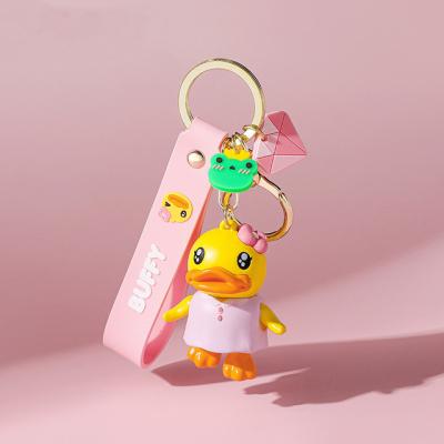 China Carrying Male And Female Rope Small Cute Yellow Duck Car Belt Keychain Cute Cartoon Customized for sale