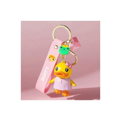 China Yellow Duck Key Storage Gift Cartoon Dangling Key Chain Creative Plastic Cute Small Key Ring Pendant for sale