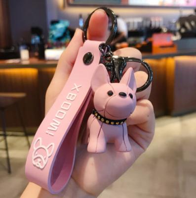 China Cute Geometric Cute Female Exquisite Car Pendant Bag Bulldog Cartoon Dog Doll Key Chain Pendant Key Chain for sale