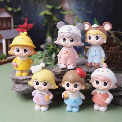 China Yellow Toy Series Cute Tide Girl Cute Cartoon Time Pajamas Box Walking Heart Blind Action Number Girl for sale