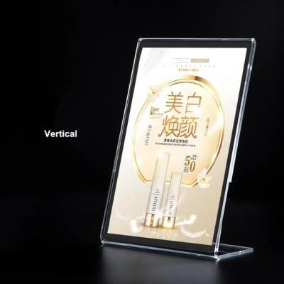 China Desktop Nameplate Holder L Shape 8.5 x 11 Inch Sign Stand Poster Holder Slant Back Acrylic Desktop Menu Vertical Paper Sign for sale