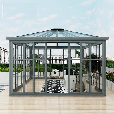 China Sound Insulation Aluminum Glass House And Triangle Roof Design Garden Waterproof Four Season Glass Sunroom for sale