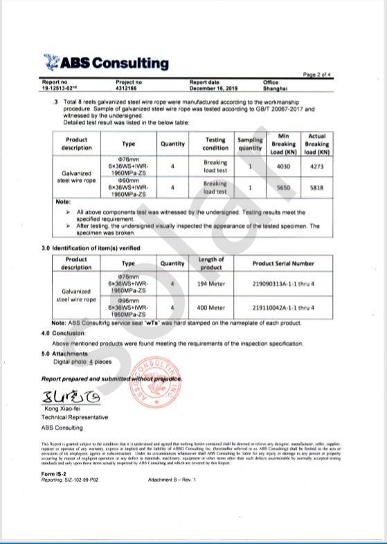 ABS CONSULTING REPORT - Shanghai Solar Steel Wire Rope & Sling Co., Ltd.