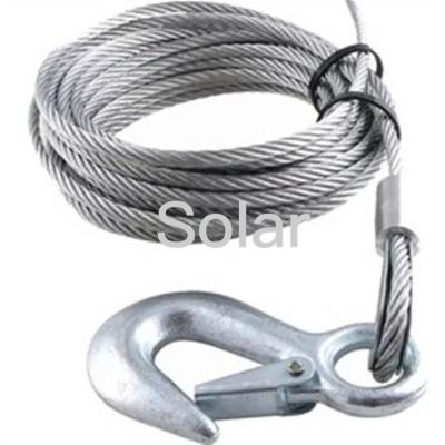 China Customized Steel Trailer Rope End With Hook/Shackle Oilless Stell Wire Rope Car Towing Pull equipment for sale