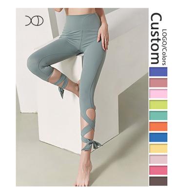 China 2022 OEM/ODM Girls Fitness Sports Gaiters High Leg Breathable Logo Push Ups Yoga Pants Custom Size for sale