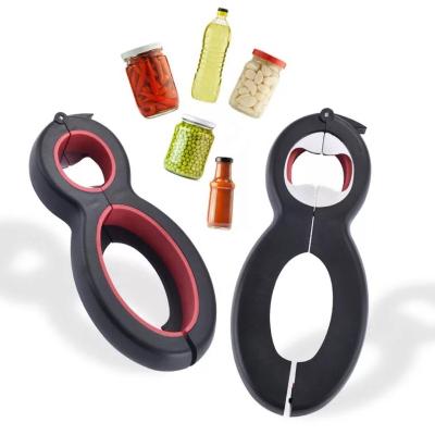 China Viable Beer Cork Screw Lid Twist Off Jar Opener 6 In 1 Multi Function Bottle Opener for sale