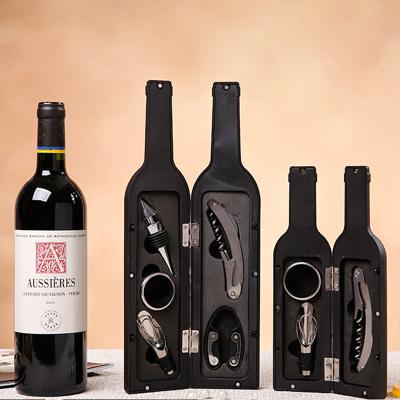 China Amazon Viable Hot Selling Bottle Shaped 5 Pieces Wine Accessories Set Wine Opener Corkscrew Set Creative Gifts For Wine Lover for sale