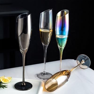 China Wholesale Lead Free Crystal Champagne Flutes Wine Glass Crystalline Toasting Glass Goblet Design Wedding Cup for sale