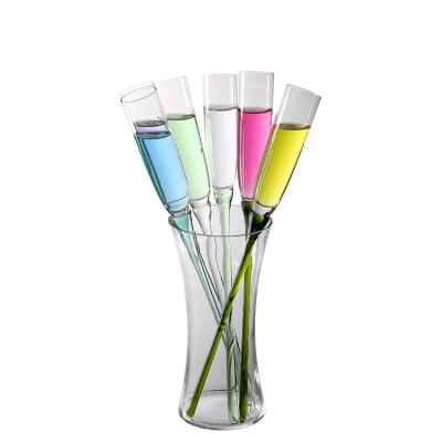 China Sparkling Beach Champagne Glass With Colorful Stem Summer Beach Party Cocktail Beach Glass Champagne Glass With Colorful Stem and Vase Champagne Flutes Glass Set for sale