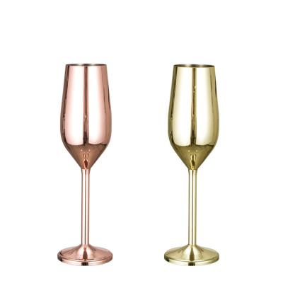 China Heavy Duty Stainless Steel Tumbler Drop European Style Champagne Goblet Drinking Cup Glass Gold Stainless Steel Wine Glass Shimmer Wedding Red Wine Glass for sale