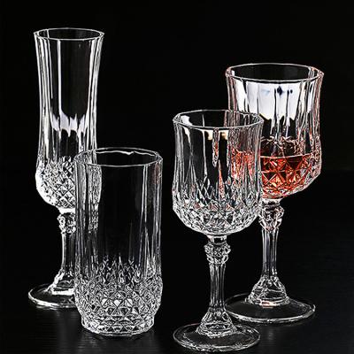 China Vintage Crystal Cup Goblet Wine Glasses Crystal European Style Embossed Transparent Drinking Water Glass for sale