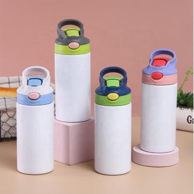 China Viable Lids 12oz White Sublimation Color Upright Kid Water Bottle Tumbler With Sippy Straw for sale