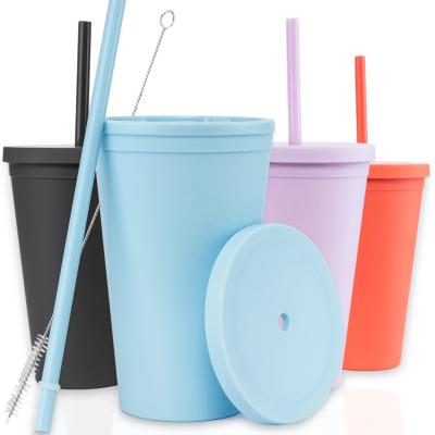 China Durable Custom Reusable Double 16oz Wall Colored Matte Plastic Bulk Cold Drinks Acrylic Tumbler Cups for sale