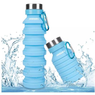 China Sustainable Expandable Silicone 550ml Collapsible Collapsible Water Bottle Outdoor Travel Sports Drink for sale