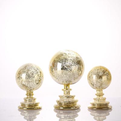 China Home Decoration Set Of Three Christmas Ornaments Lighted Glass Ball Mercury Glass Ball Glass Sphere With Led for sale