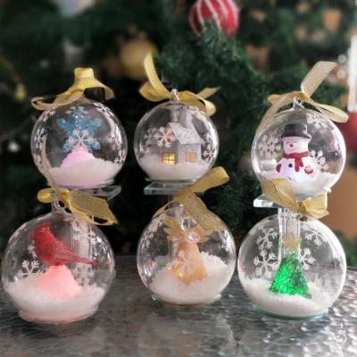 China Christamas Table Decoration 6 Packs Illuminated LED Glass Globes With Gift Bags for sale