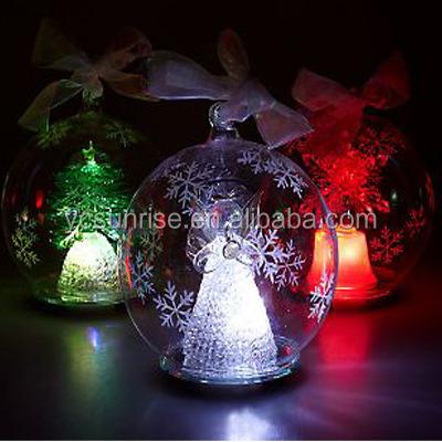 China New Style Diameter 12cm LED Decoration Home Christamas Lighting Glass Christmas Bauble Decoration for sale