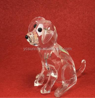 China Cute Crystal Animal Figurines Dog Crystal Dog Figurine / Clear Glass Crystal Dog for sale