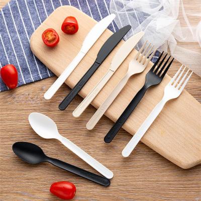 China GreenDay Disposable Tableware Sets Durable Eco-Friendly PLA Dessert Knife Fork Sturdy Spoon and CPLA Napkin Plastic Compostable Cutlery for sale