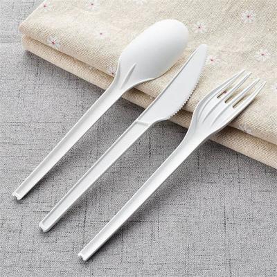 China Disposable CPLA 6.5inch 100% Compostable Biodegradable Cutlery Set PLA Fork Knife Spoon For Restaurant for sale