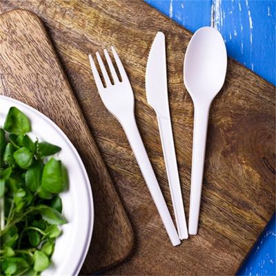 China Disposable PLA Factory Supply Compostable and Biodegradable Cutlery 6.5 Inch Knife Fork Light Duty Spoon for sale