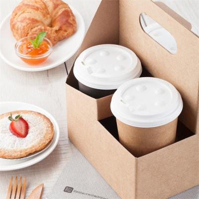 China Customized Disposable Paper Cup Holder 2/4/6 Coffee Paper Cup Kraft Paper Holder Take Away Carrier for sale