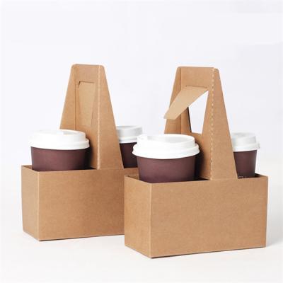 China Customized Disposable Paper Cup Holder Coffee Carry Box 4 Corrugated Takeaway Cup Holder for sale