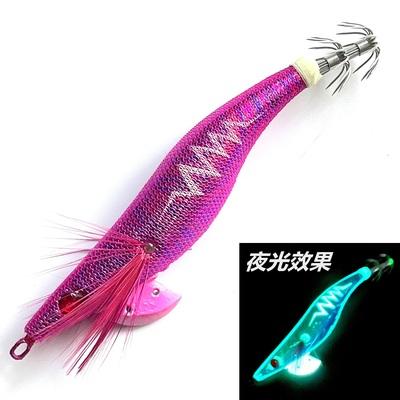 China Go Fishing Wooden Shrimp Sling Bead Squid Hook Cloth Squid Hook Sea Bait Ink Bait Bright UV Shrimp 2.5# 3.0# 3.5# for sale