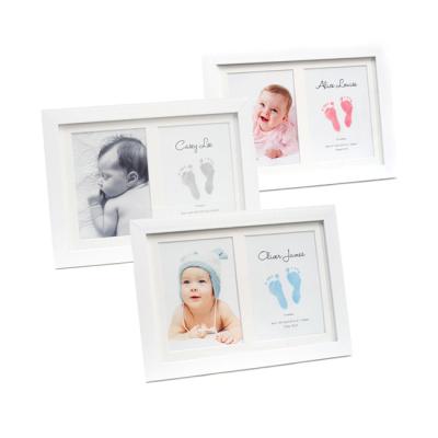 China Unique European / North America Style Distressed Gray Wood With Wash White Picture Frame For Baby Shower Gift for sale