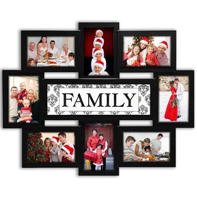 China Wooden Durable 9-Opening Collage Picture Frame Family Wall 3D Photo Frame Set for sale