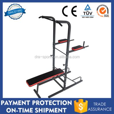 China 120KG Multi Knee Raise Power Tower With Exercise Bench Chin Up Push Pull Dip Fitness Station Home Gym PT2015 for sale