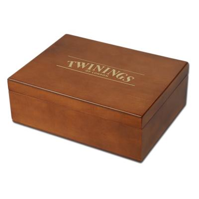 China DS Handmade Modern Style Logo Tea Bag Organizer Wood Storage Box 6 Compartments Wooden Box Hot Stamping Tea for sale